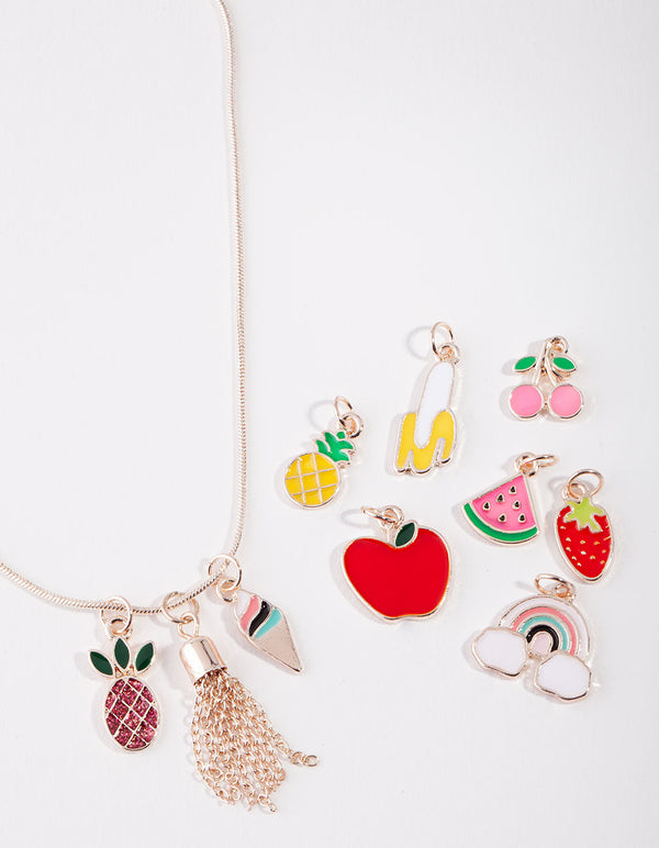 Kids Rose Gold Make Your Own Fruit Necklace Giftbox