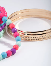 Kids Gold Pearly Baby Mixed Wrist Bangle Pack - link has visual effect only