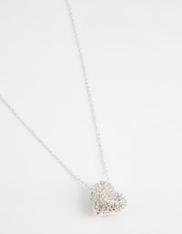 Silver Pave Heart Locket Necklace - link has visual effect only