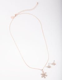 Rose Gold Diamante Snowflake Necklace & Earrings - link has visual effect only