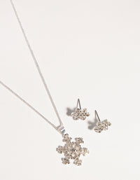 Silver Diamante Snowflake Necklace Earrings - link has visual effect only