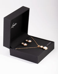 Gold Mini Twist Pearl Necklace & Earrings Set - link has visual effect only