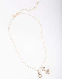 Gold Mini Twist Pearl Necklace & Earrings Set - link has visual effect only