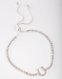 Silver Horse Shoe Cup Chain Bracelet - link has visual effect only