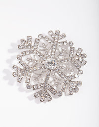Rhodium Large Diamante Snowflake Broach - link has visual effect only
