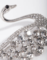 Rhodium Large Diamante Swan Broach - link has visual effect only