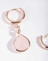 Rose Gold Mini Stone Drop Huggie Earrings - link has visual effect only