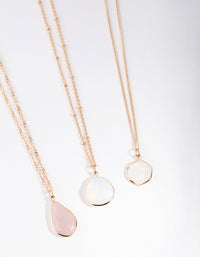 Gold 3 Layer Mix Stone Necklace - link has visual effect only