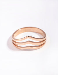 Rose Gold 3-Row Wave Ring - link has visual effect only