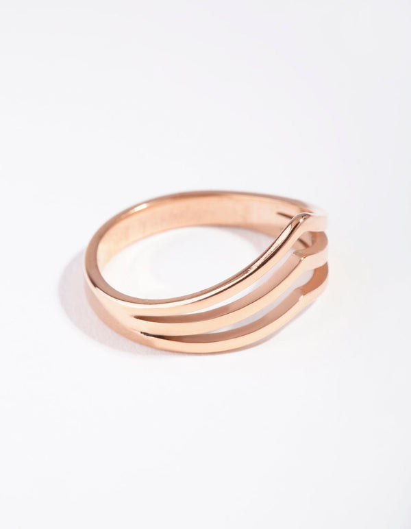 Rose Gold 3-Row Wave Ring