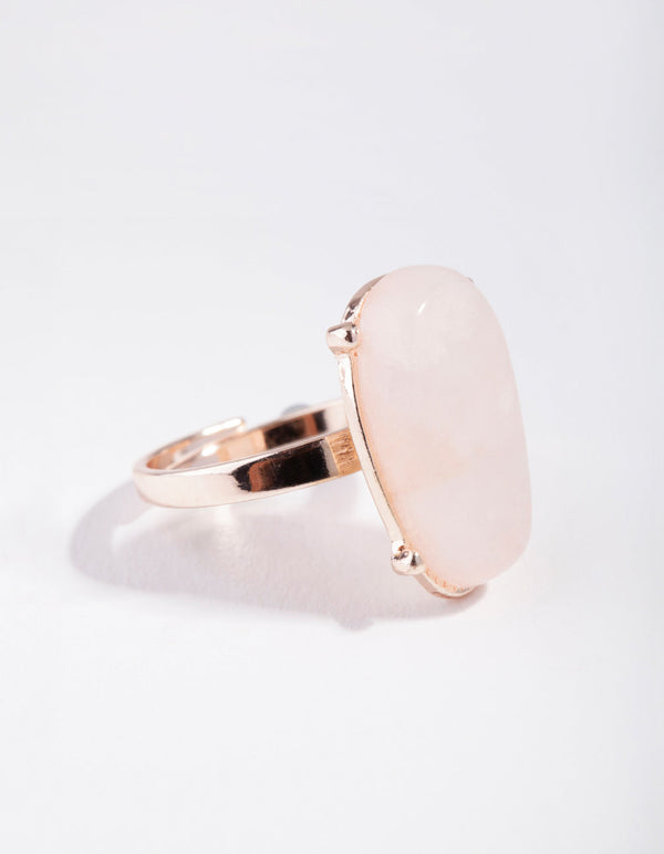 Rose Gold Large Pink Oval Stone Ring
