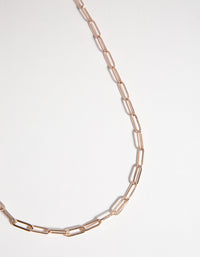 Rose Gold 4mm Link Chain Necklace - link has visual effect only