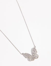 Rhodium Cubic Zirconia Baguette Butterfly Necklace - link has visual effect only