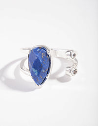 Silver Open Blue Crystal Stone Ring - link has visual effect only