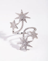 Silver Cubic Zirconia Spiral Stars Ring - link has visual effect only