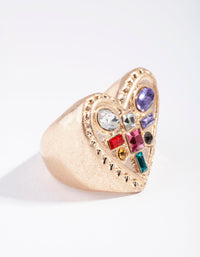 Gold Multi Gem Heart Ring - link has visual effect only