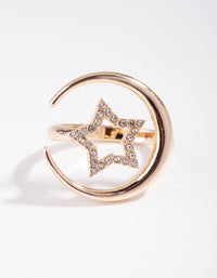 Gold Crystal Star Cresent Moon Ring - link has visual effect only