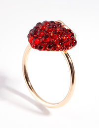 Gold Diamante Strawberry Ring - link has visual effect only