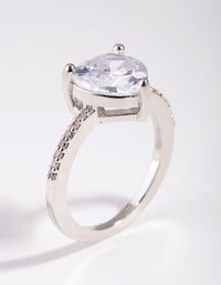 Rhodium Cubic Zirconia Heart Engagement Ring - link has visual effect only