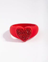 Matte Red Diamante Heart Ring - link has visual effect only