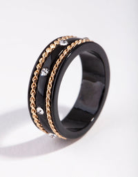 Matte Chain Detail Diamante Ring - link has visual effect only