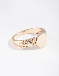 Gold Square Detailed Band Ring - link has visual effect only