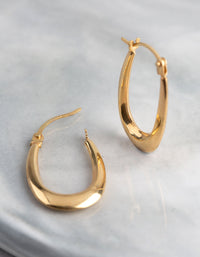 9ct Gold Polished Oval Creole Hoop Earrings - link has visual effect only