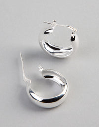 Sterling Silver Small Wide Hoop Earrings - link has visual effect only