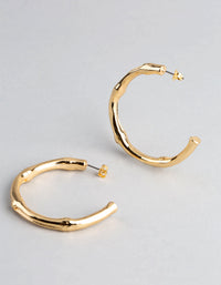 18ct Gold Plated Brass Bamboo Look Open Hoop Earrings - link has visual effect only