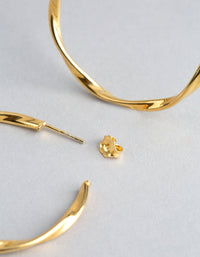 Gold Plated Sterling Silver Medium Twist Open Hoop Earrings - link has visual effect only