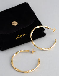 Gold Plated Sterling Silver Medium Twist Open Hoop Earrings - link has visual effect only