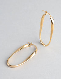 Gold Plated Sterling Silver Oval Twist Hoop Earrings - link has visual effect only