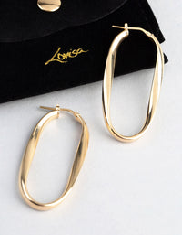 Gold Plated Sterling Silver Oval Twist Hoop Earrings - link has visual effect only