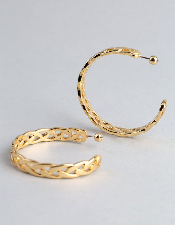 18ct Gold Plated Brass Chain Link Hoop Earrings