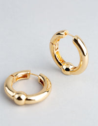 18ct Gold Plated Brass Ball Detail Hoop Earrings - link has visual effect only