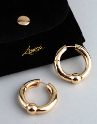 18ct Gold Plated Brass Ball Detail Hoop Earrings - link has visual effect only