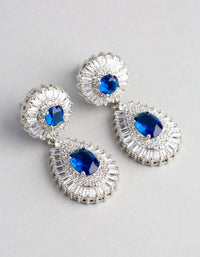 Rhodium Cubic Zirconia Crown Jewel Drop Earrings - link has visual effect only
