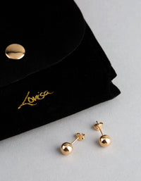9ct Gold 6mm Polished Ball Stud Earrings - link has visual effect only