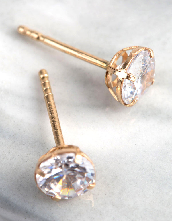 9ct Gold 5mm Round Cubic Zirconia Stud Earrings