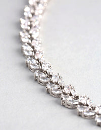 Rhodium Cubic Zirconia Statement Navette Stone Necklace - link has visual effect only