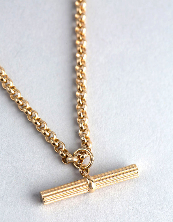 Gold Plated Sterling Silver Rolo Chain Fob Necklace