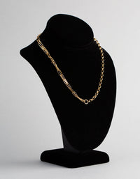 Gold Plated Sterling Silver Half & Half Chain Necklace - link has visual effect only
