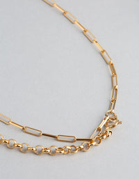 Gold Plated Sterling Silver Half & Half Chain Necklace - link has visual effect only