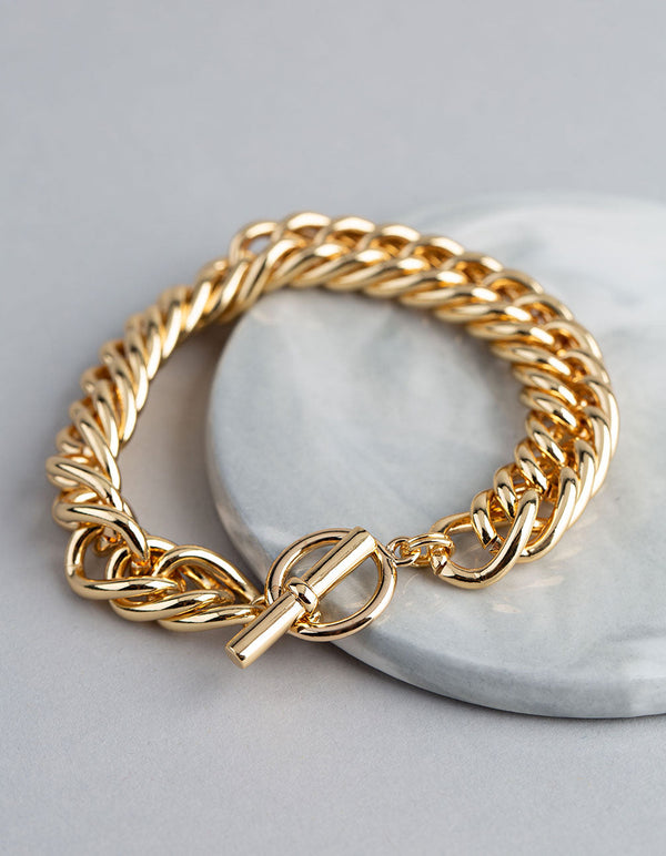 18ct Gold Plated Brass Statement Chain Link T&O Bracelet