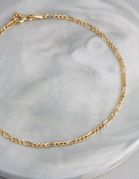 9ct Gold Figaro Chain Bracelet - link has visual effect only