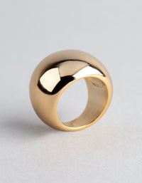 18ct Gold Plated Brass Statement Round Ring - link has visual effect only