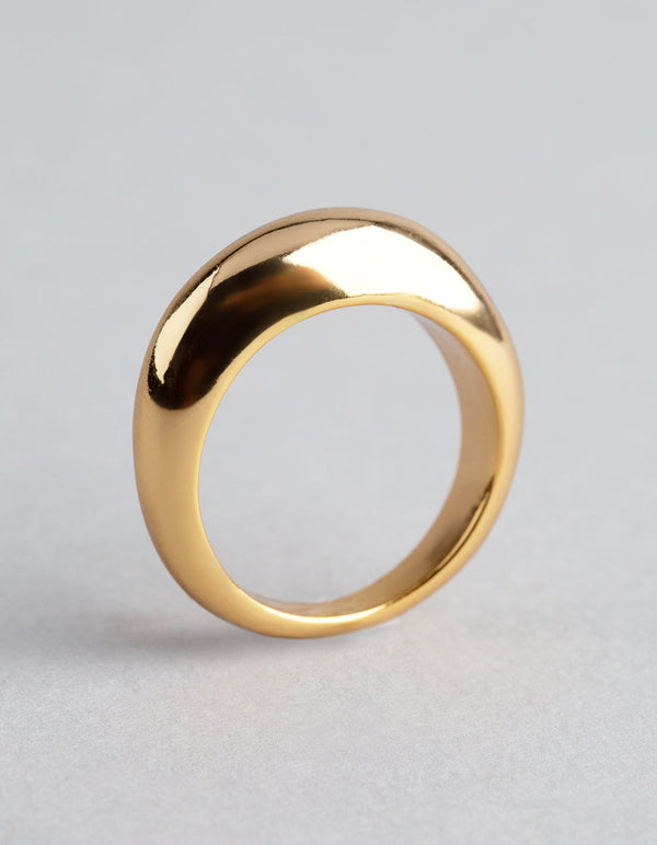 18ct Gold Plated Brass Single Rounded Ring