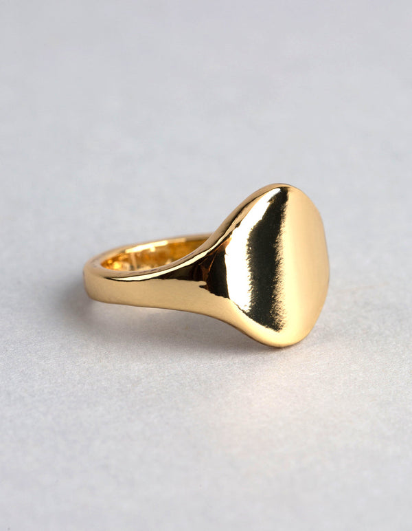 18ct Gold Plated Brass Irregular Signet Ring