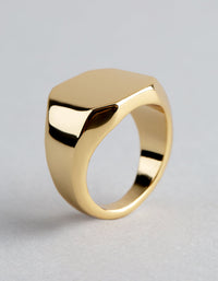 18ct Gold Plated Brass Octagon Signet Ring - link has visual effect only