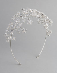 Rhodium Cubic Zirconia Flower Hair Drape - link has visual effect only